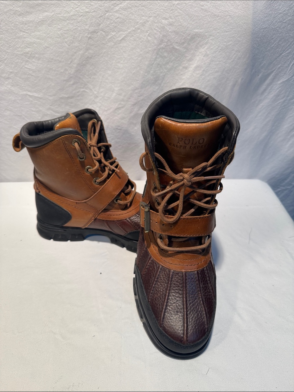 Polo by Ralph Lauren Brown and Dark Brown Men’s Lace-Up Rain & Snow Boots